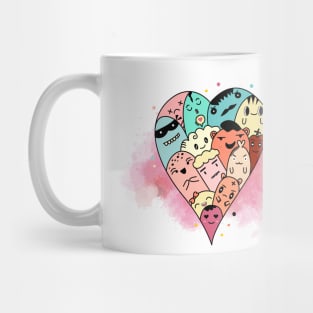 Heart full of doodle faces Mug